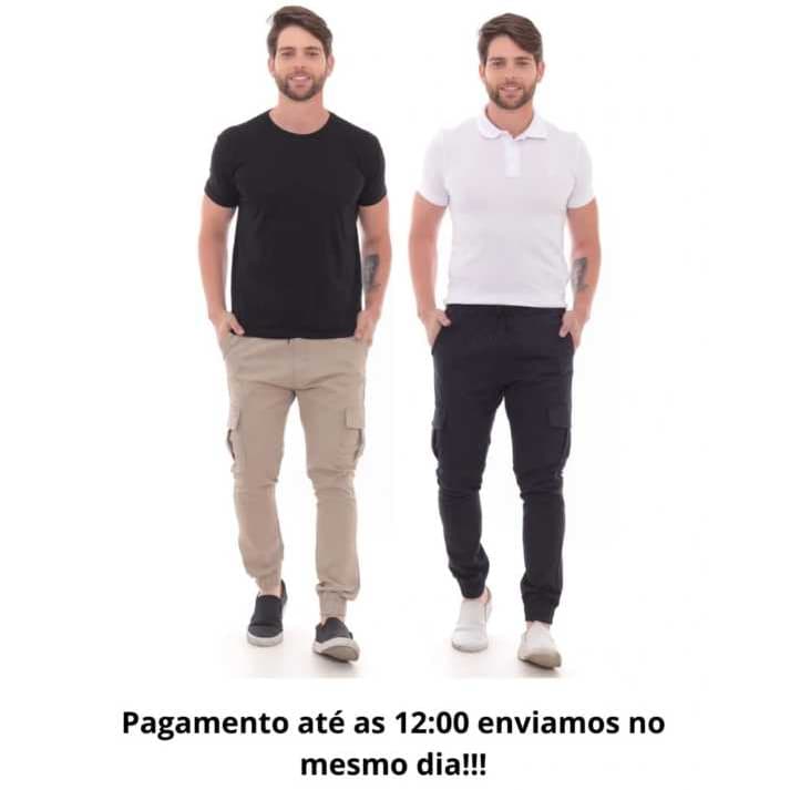 Calça Masculina Jogger Cargo Modelo Comfort Básico Premium  Tendência