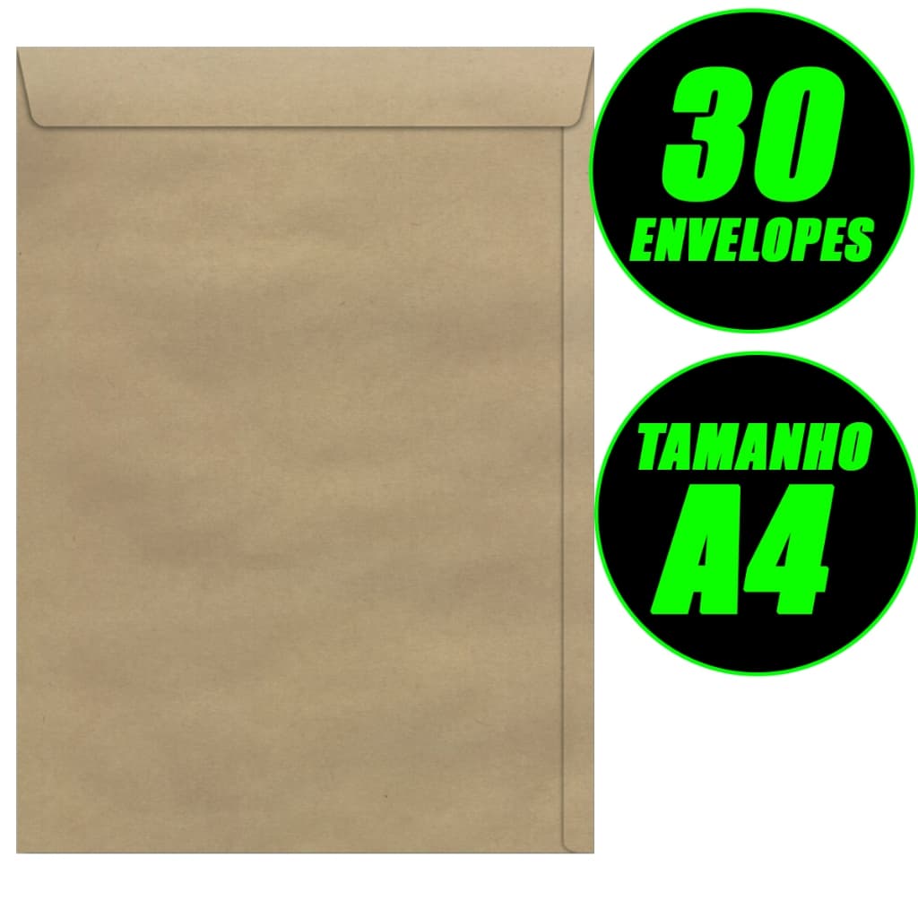 30 Unidade de Envelope Para Documento A4 Kraft Pardo 22,9x32,4cm A3 31x41