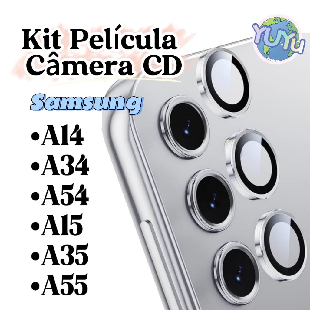 Kit 3 Peças Lente Película De Câmera CD Para Samsung A14/A34/A54/A15/A35/A55
