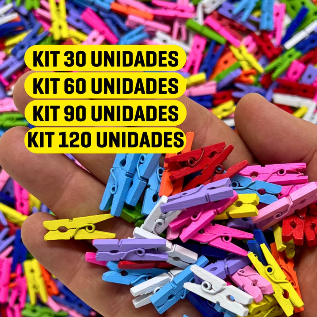 Kit 240 Mini Prendedor Para Fotos Pregador Colorido 2,5Cm Em Madeira Varal Mural Memory Board Tags Drinks Mini Grampo