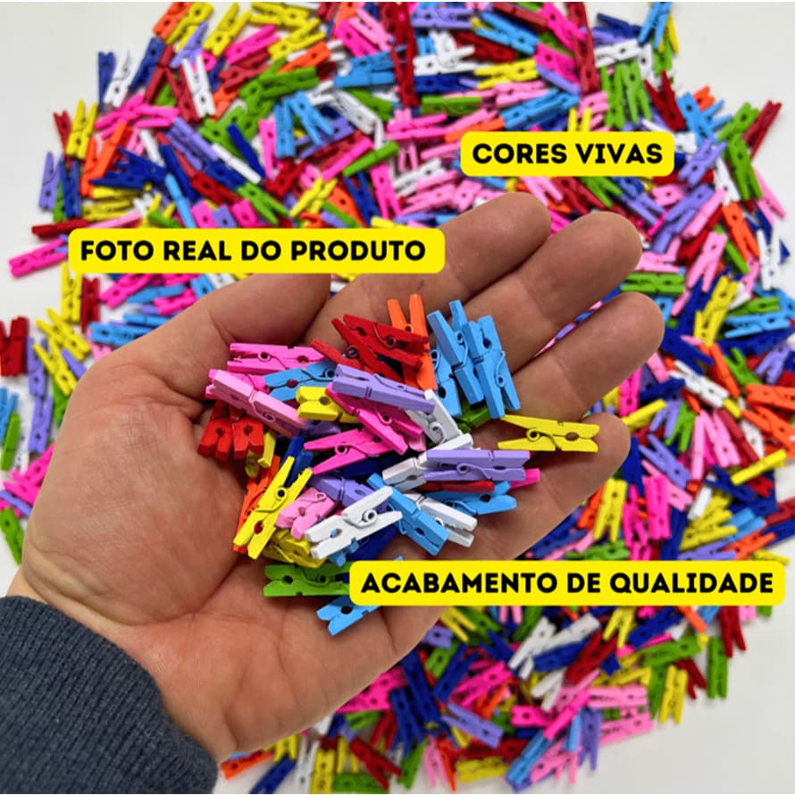 KIT Mini Prendedores Pregador Madeira Coloridos Decorativo Lembrancinhas