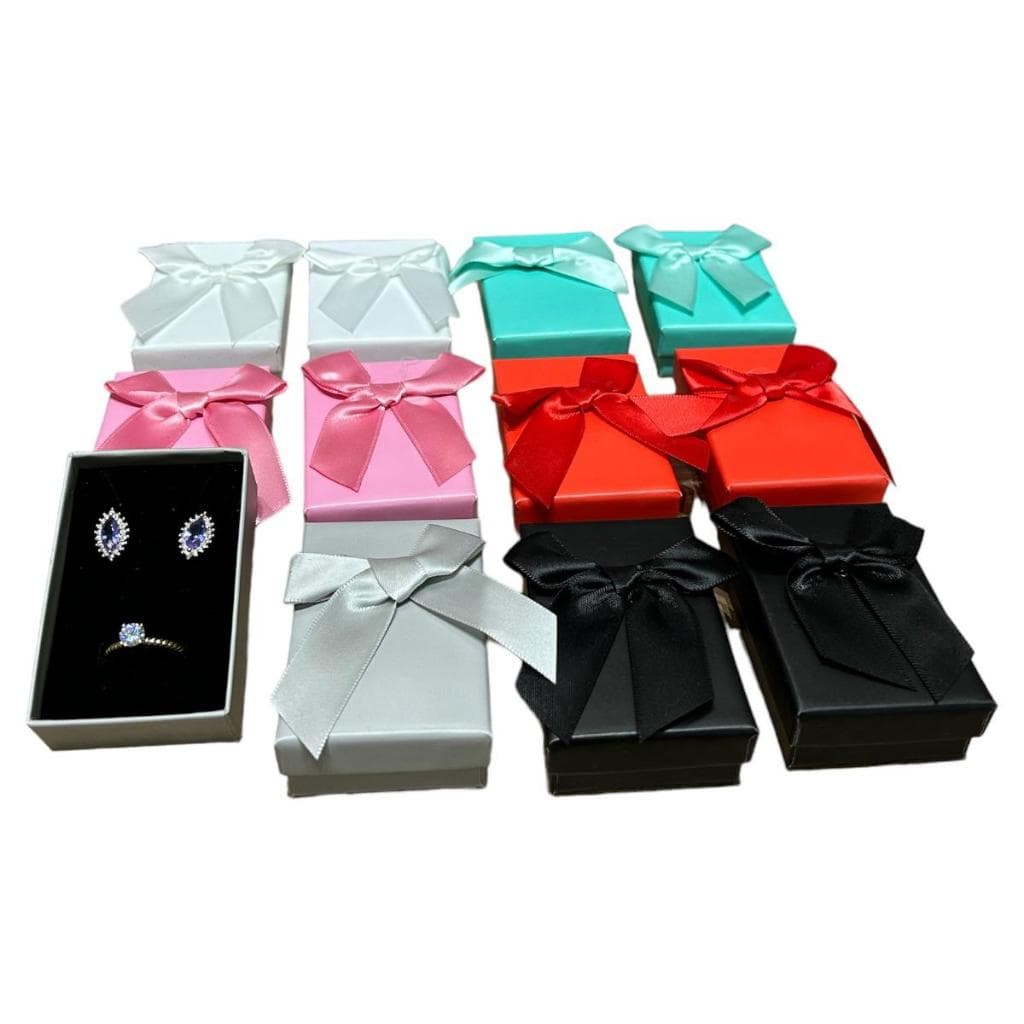 12 Caixa Bijuteria E Semi Joia Embalagem De Papel 5x8 c/laço (cores sortidas)