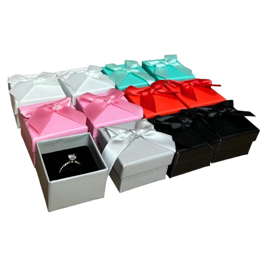 12un. Caixinha papel 5x5 COLORIDA bijus joias (c/laço,berço)