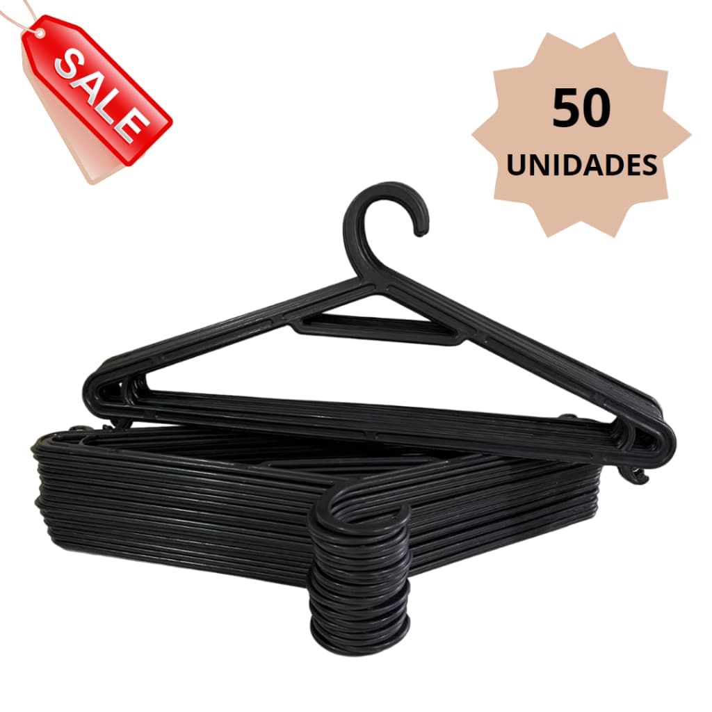 Kit 50 Cabides Adulto Organizador de Roupas Preço de Fábrica G002