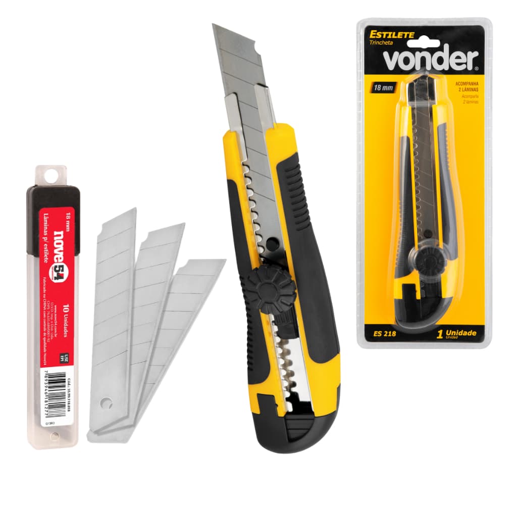 Estilete Profissional Emborrachado Com Trava 18mm Vonder