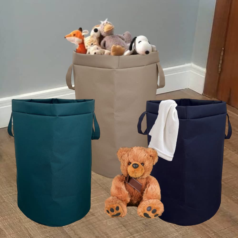 Cesto De Roupa Suja Brinquedos Organizador Multiuso Dobrável Grande 48L e 75L Guarde Bem