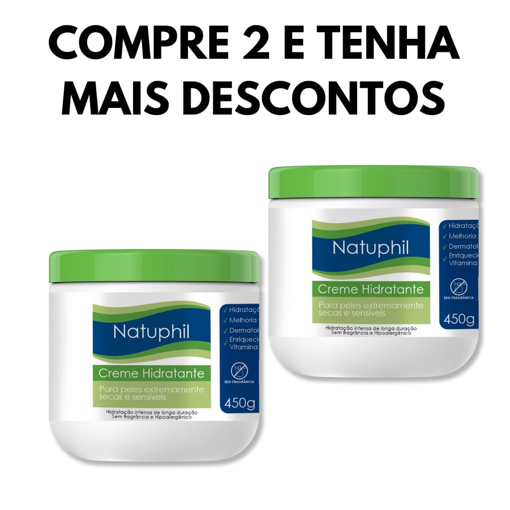 Kit de 2x Cremes Hidratantes corporal - Creme Hidratante Natuphil Pele Seca E Sensível 450ml