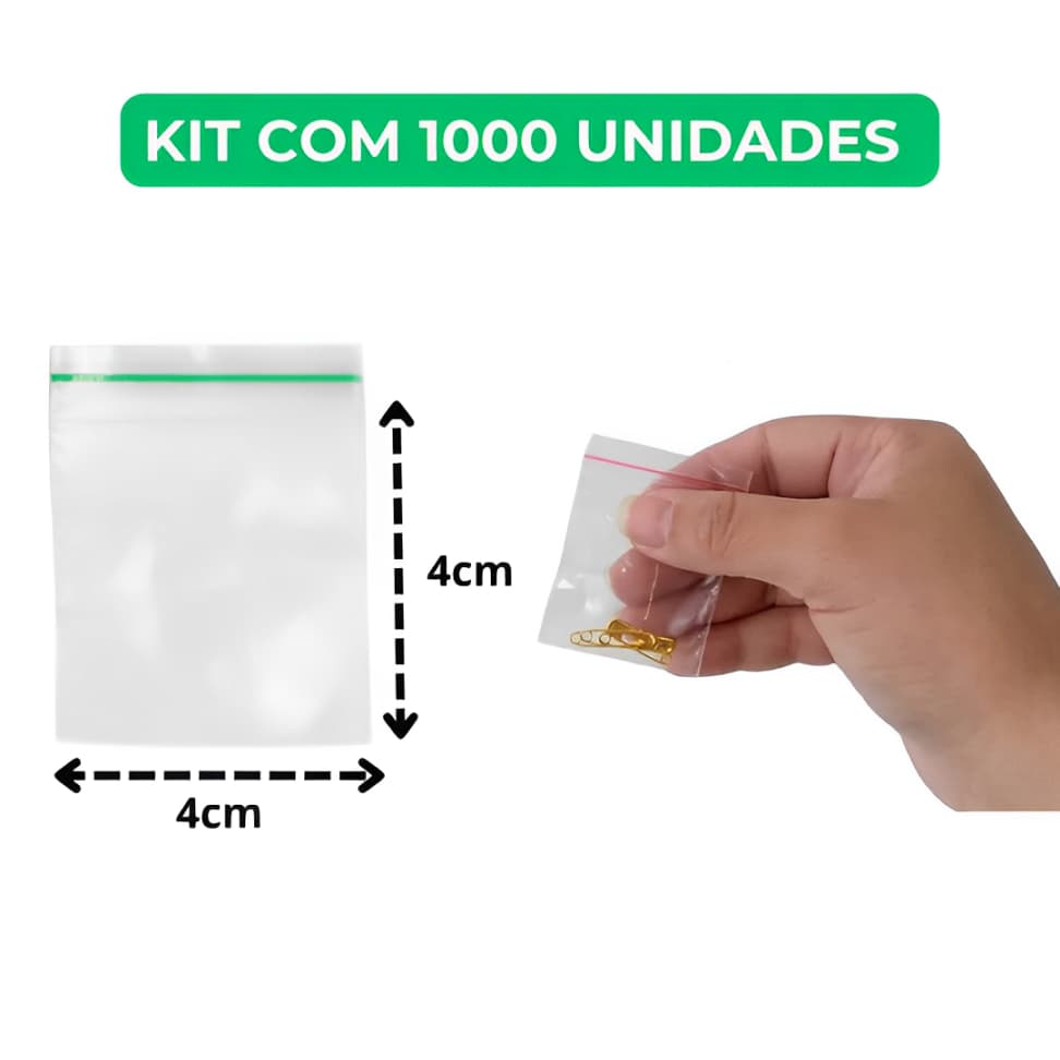 Saco Zip 4x4cm Embalagem 1000 Unidades N0 Freezer Geladeira Hermético Abre E Fecha Saquinho Plástico