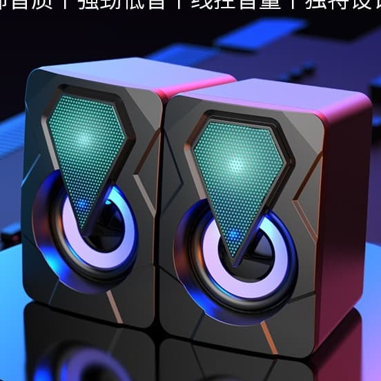 Caixa de som Pc Gamer Com Luz RGB Estéreo 2.0 Para Computador Notebook