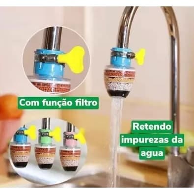 Filtro Purificador De Agua Para Torneira Bico Carvão Ativado 3 Em 1