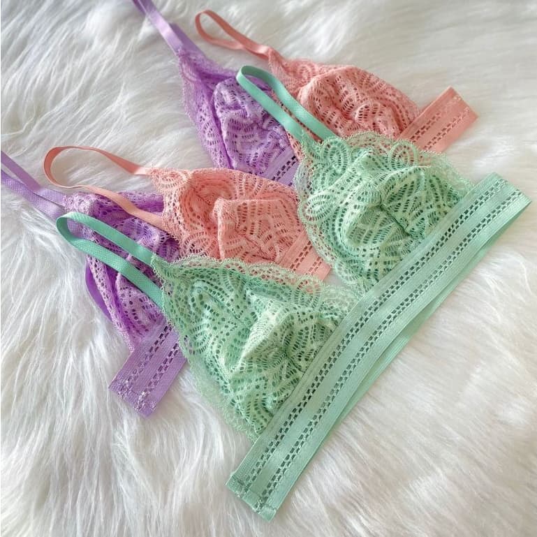 Sutiã Sem Bojo Sem Aro Em Renda Com Alça Regulável Sem Metal