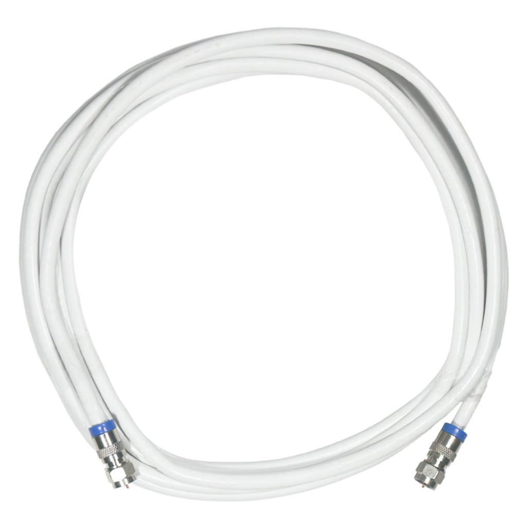 Cabo Antena Tv UHF VHF Digital Parabólica RG6 Crimpado Pronto Branco Coaxial 95% Malha com 5 Metros