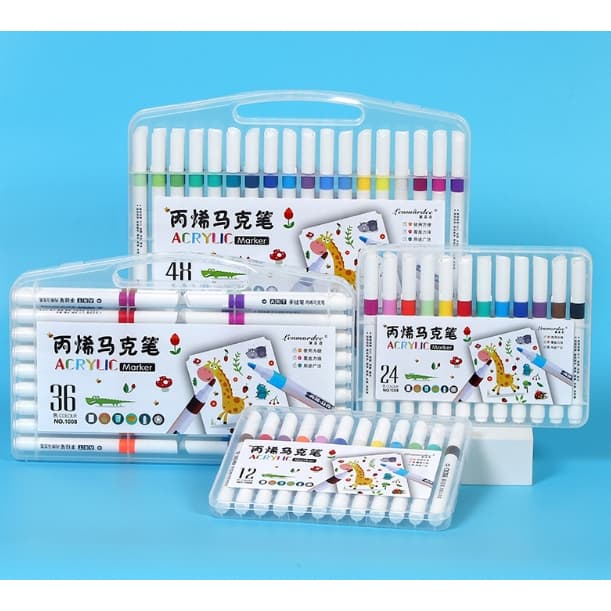 Baratinha Ofetas kit 12/24/36/48 Unidades de Marcadores de Tinta Acrílica Cores Sortidas, Caixa de Secagem