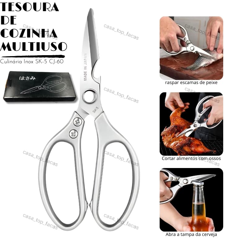 Tesoura De Cozinha Multiuso Culinária Inox SK-5 CJ-60