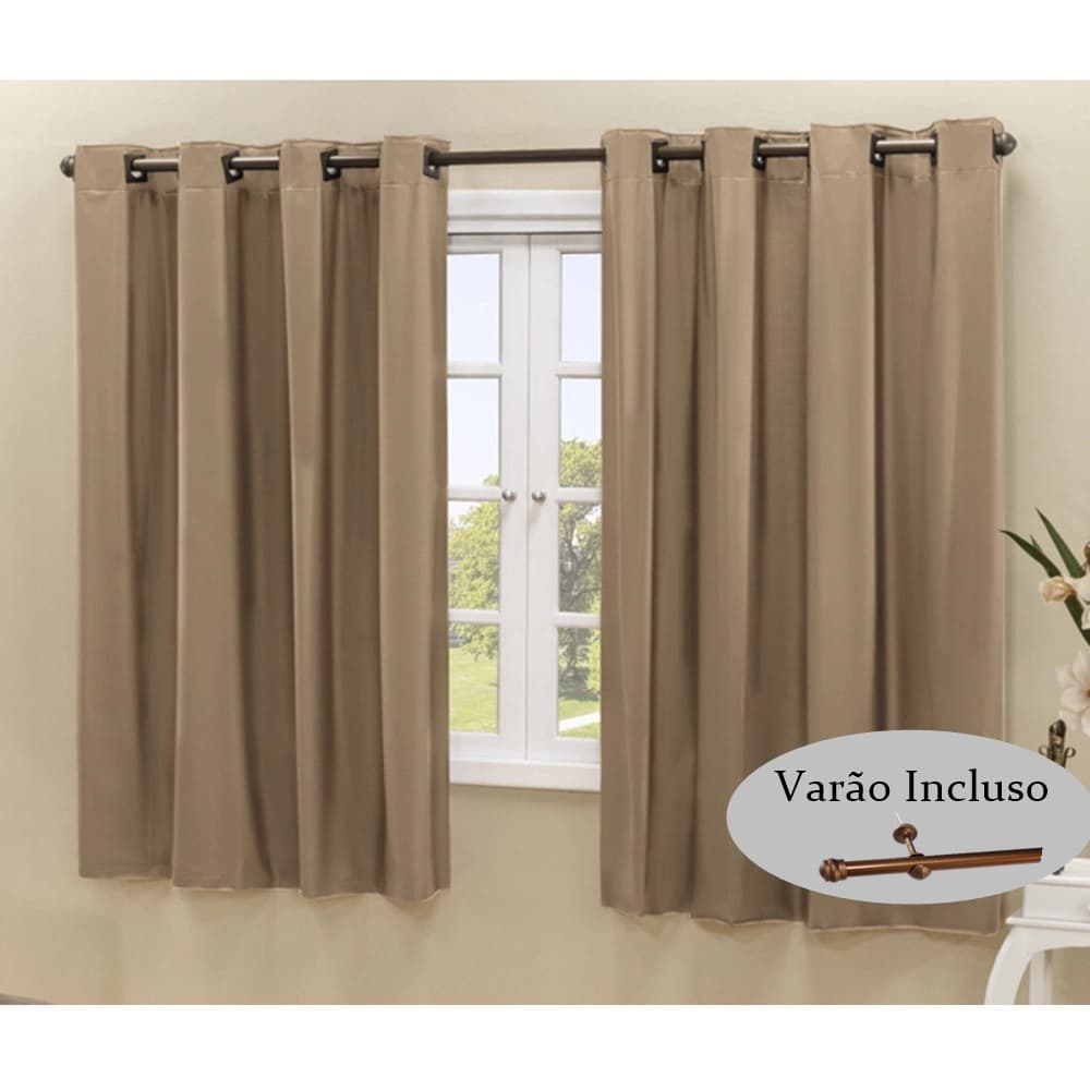 Cortina Blackout 2,20m x 1,30m Com Varão Incluso Quarto Sala Blecaute PVC corta 100 % a luz