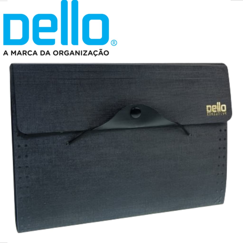 Pasta Sanfonada Duplicata 1/2 Ofício C/ 12 Divisórias Preto Dello