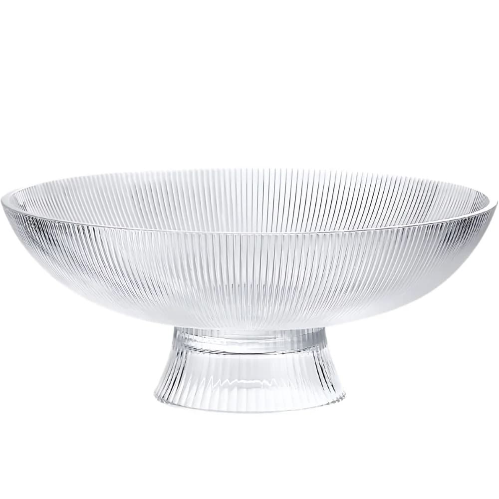 Centro de Mesa Fruteira e Saladeira Canelada/Listrada em Vidro