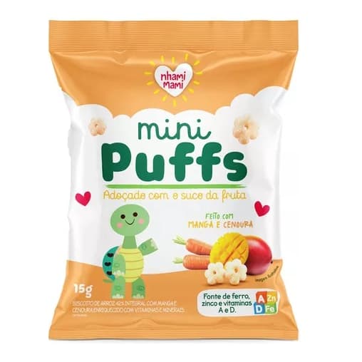 Mini Puffs Snack P/crianças Manga E Cenoura 6x15g -nhamimami