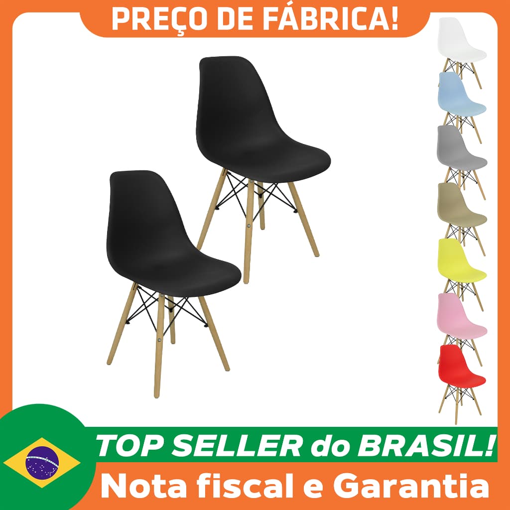 Kit 2 Cadeiras Charles Eames Eiffel Wood Design