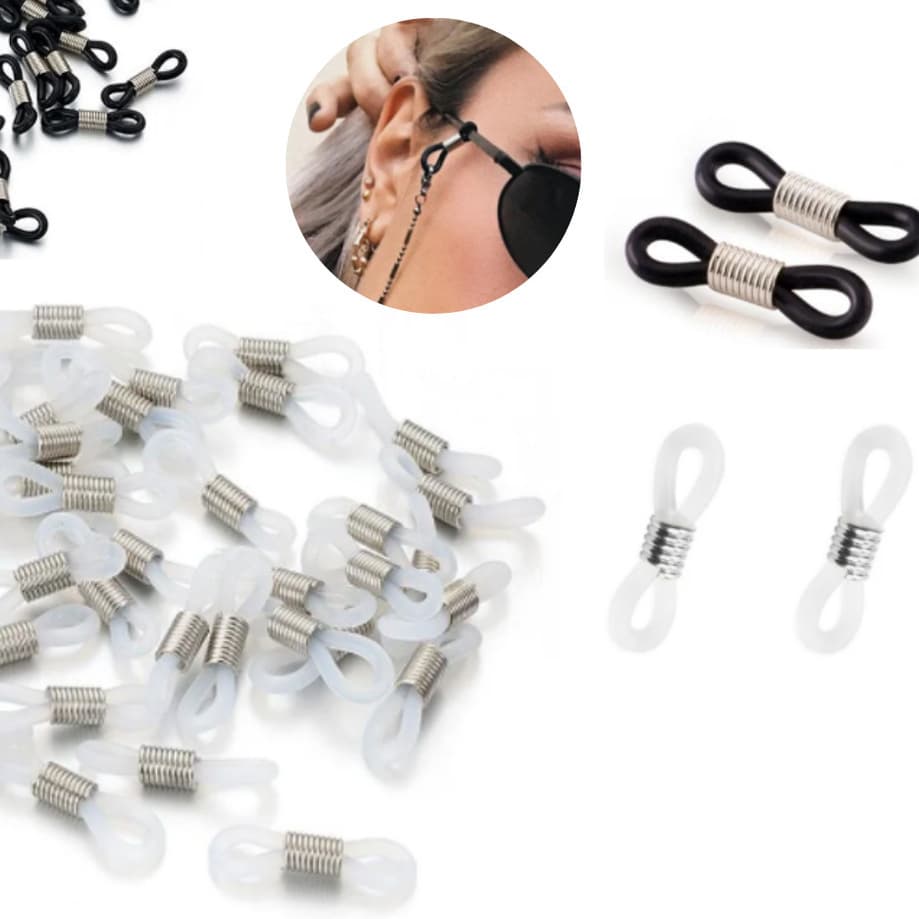 Argola de Silicone com Mola para Cordão de Óculos 50 Peças