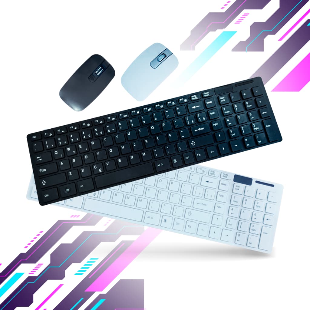 Kit Teclado Mouse Sem Fio Usb Computador Notebook Ultra Fino 2.4 GHZ Resistente