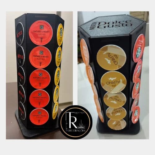 Torre Porta Cápsulas GIRATÓRIA c/ Cantinho do Café / DOLCE GUSTO / NESPRESSO / TRÊS CORAÇÕES - TR.D