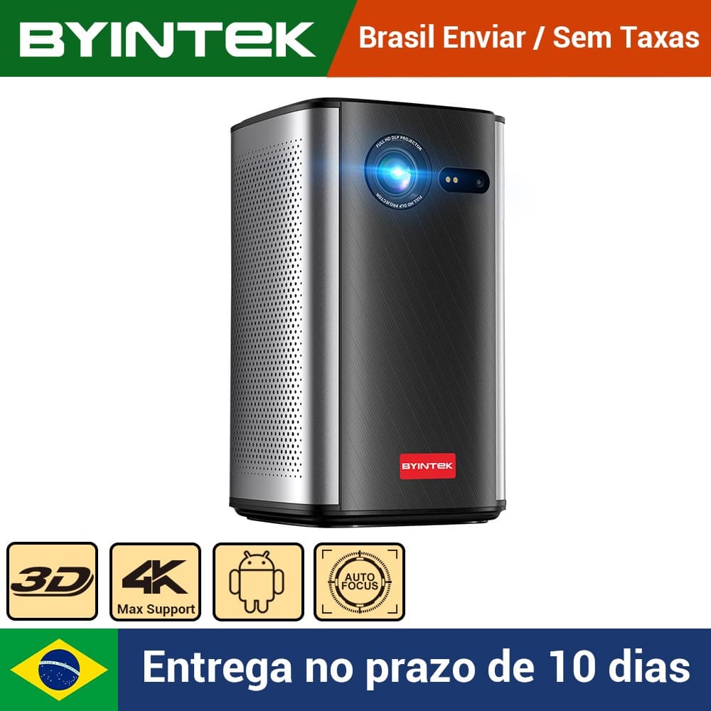 BYINTEK P70 4K Projetor Portátil Com Foco Automático Bateria Embutida 3D Android