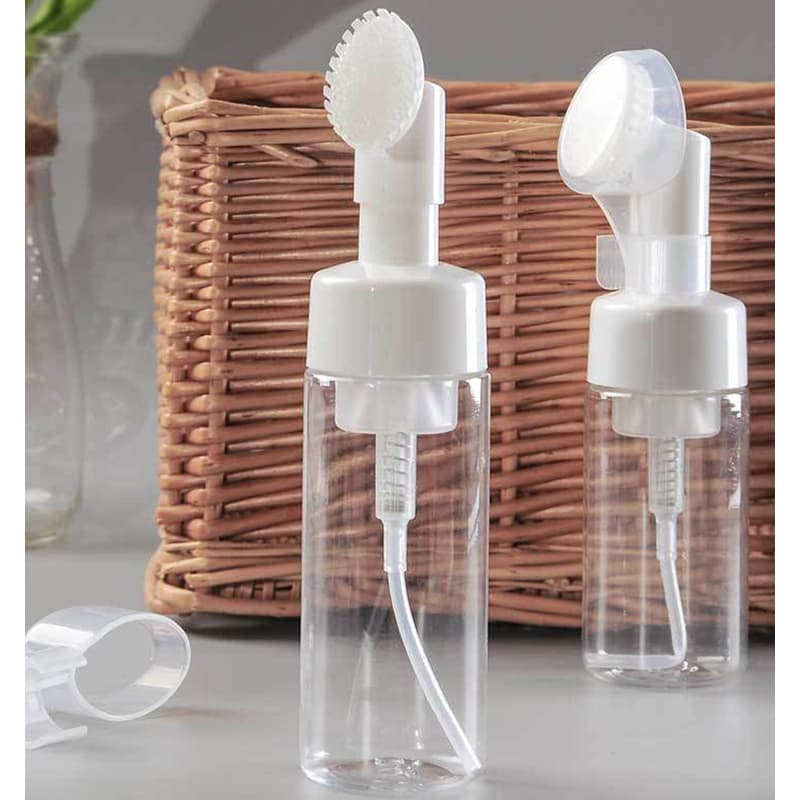 Frasco Pump Espumador Com Escova De Silicone Para Limpeza Facial Skin Care 120ml