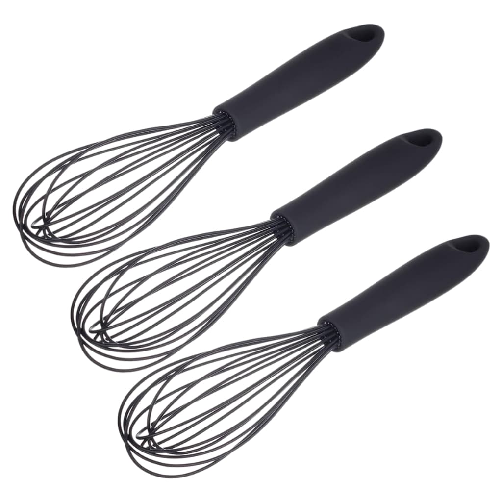 Batedor Manual Fio Silicone C/ Cabo Em Pp Preto 30cm Weck