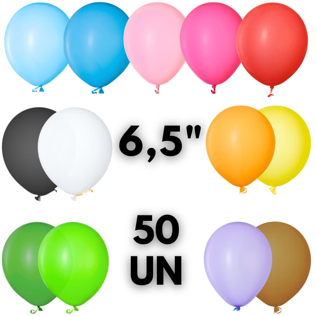 Kit 50 Balão Bexiga Liso Decoração 6 Polegadas Comemoração Bola Festa Surpresa Aniversário