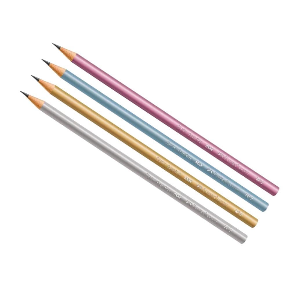 Lápis Preto Grafite Eco Metálico Nº2 (Azul, Dourado, Prata e Rosa) - Faber Castell