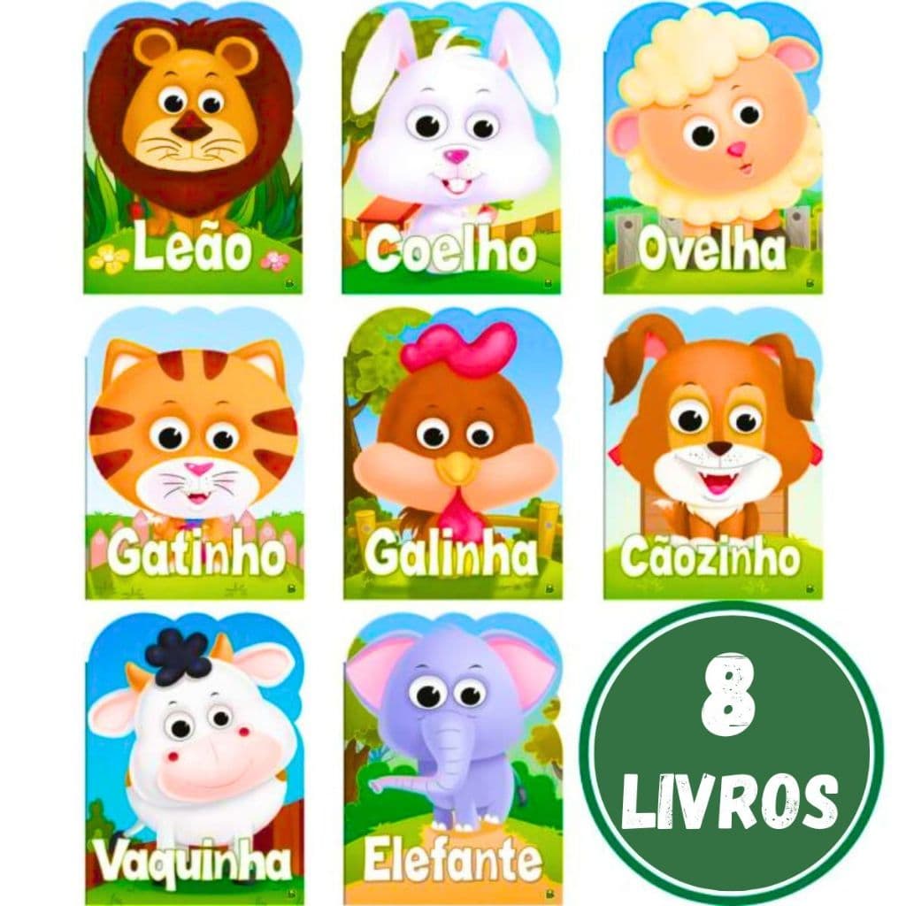 Livro Infantil Educativo Kit Com 08 Livros Coleção Olha Quem Sou História Animais