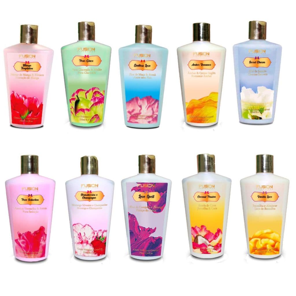 Kit 10 Creme Hidratante Corporal Fusion Cosméticos - Inspirado em Marca Famosa - Todas As Fragrâncias