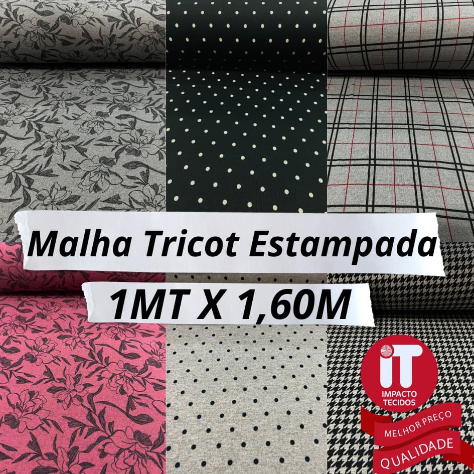 Tecido malha tricot Estampada lãzinha 1 metro x 1,60m