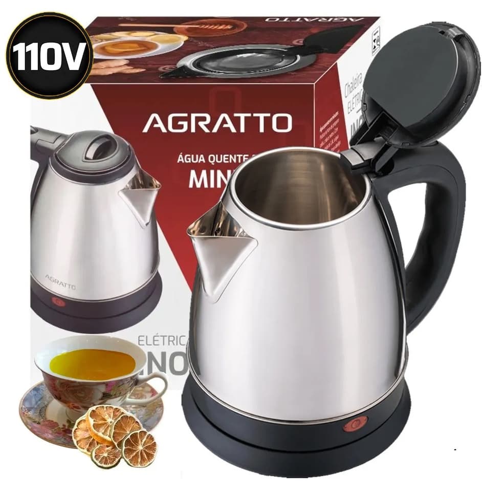 Chaleira Elétrica Agratto Inox Termica Automático 1,8 Litros Rápida  Jarra 1000W