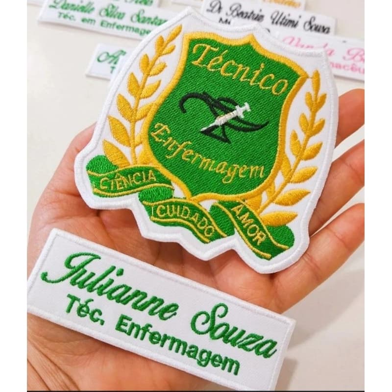 Patch Termocolante Técnico Enfermagem / Kit logo + seu nome