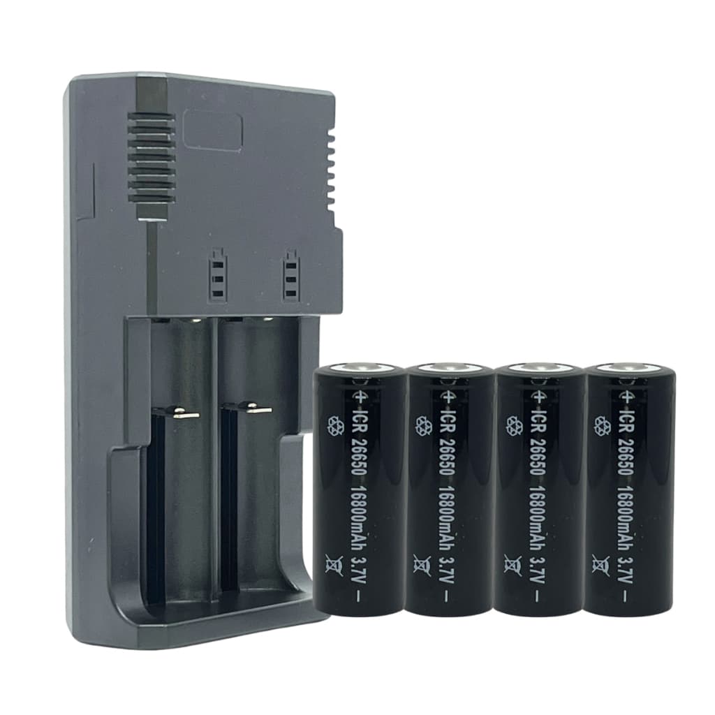 Kit Carregador + 4un Bateria Recarregável 26650 16800mah X900 T9 T6 Lanterna Tática