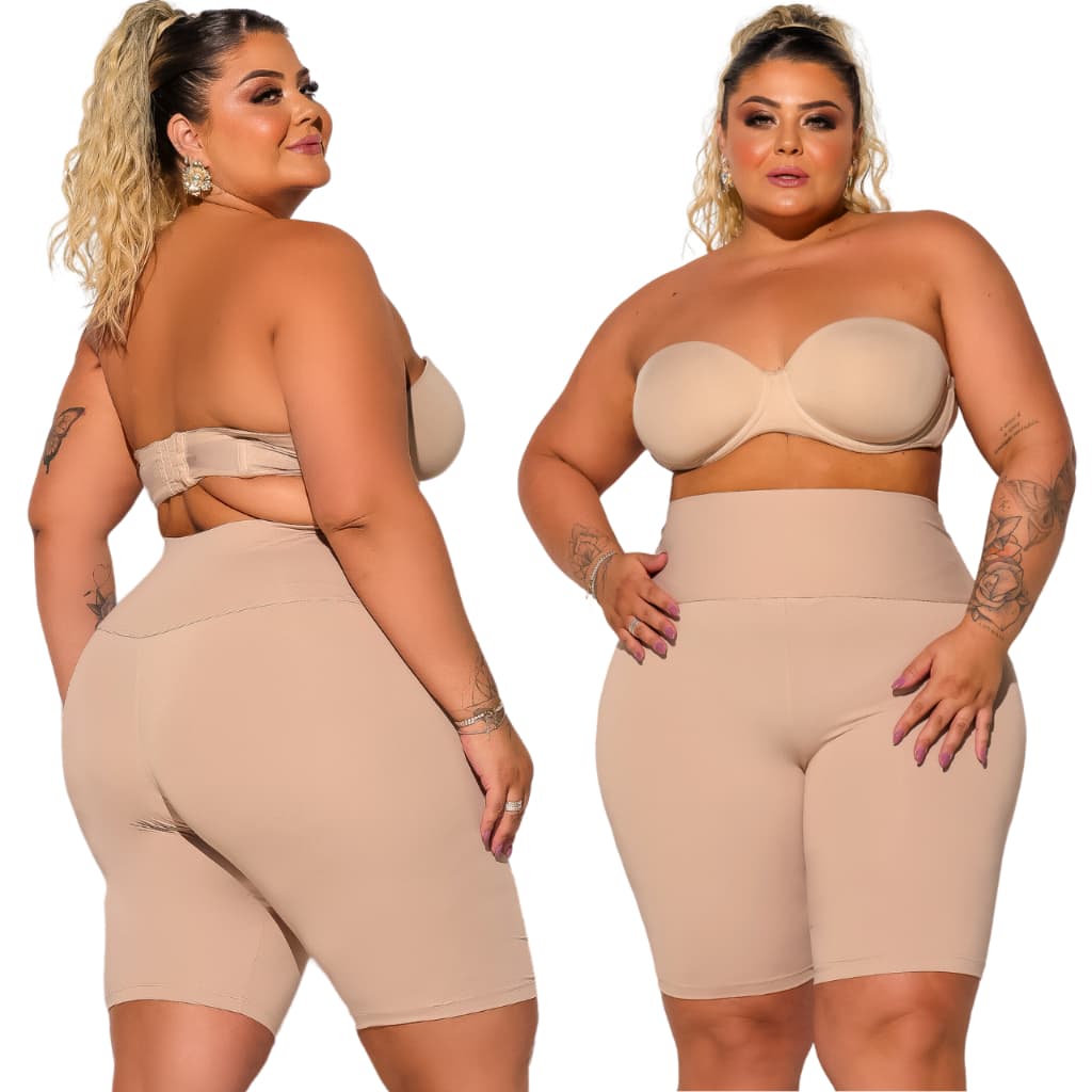 Bermuda Segunda Pele Plus Size Short Forro Usar por Baixo Sem Transparência Cós Cintura Alta