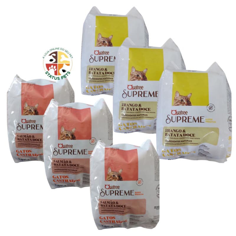 KIT 03 pacotes Ração Quatree Supreme Gatos Castrados 1kg