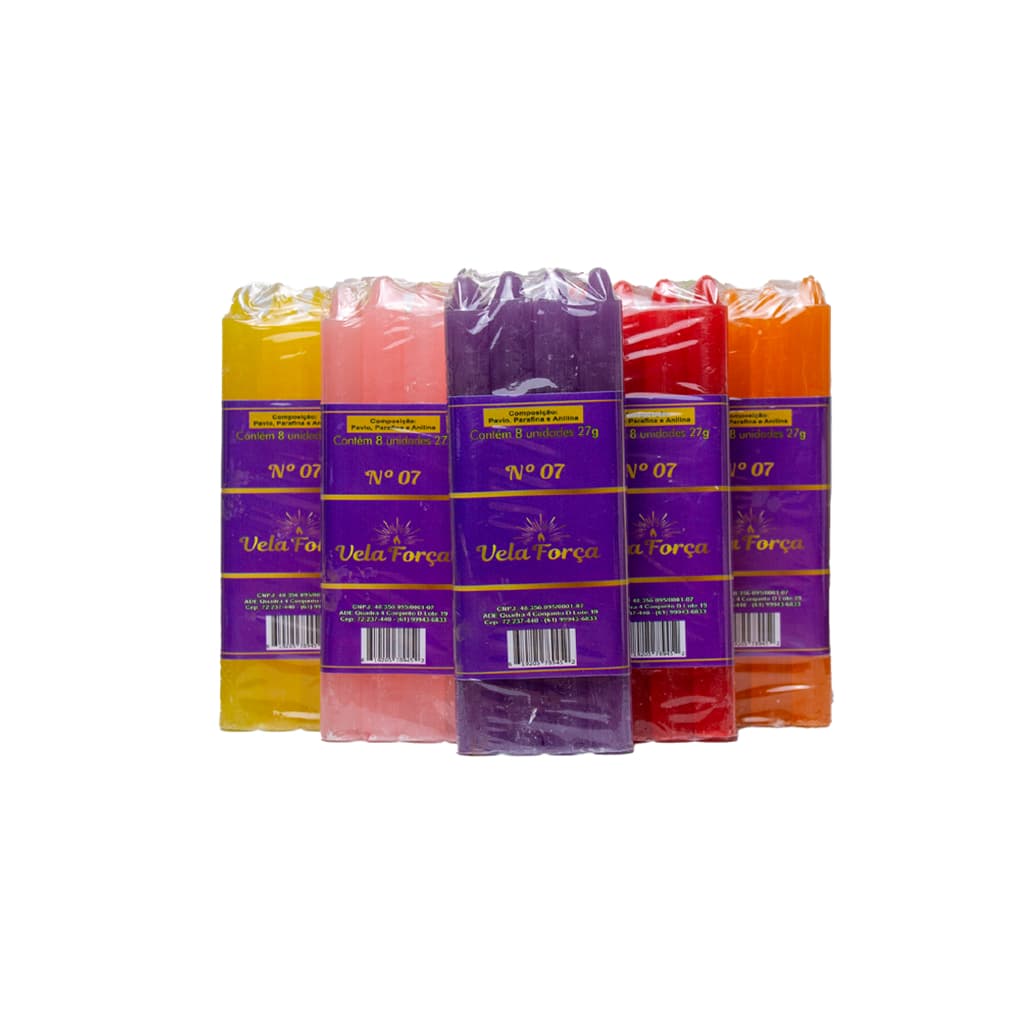Vela Palito (Maço 8 unid.) - Varias Cores - 100% Parafina