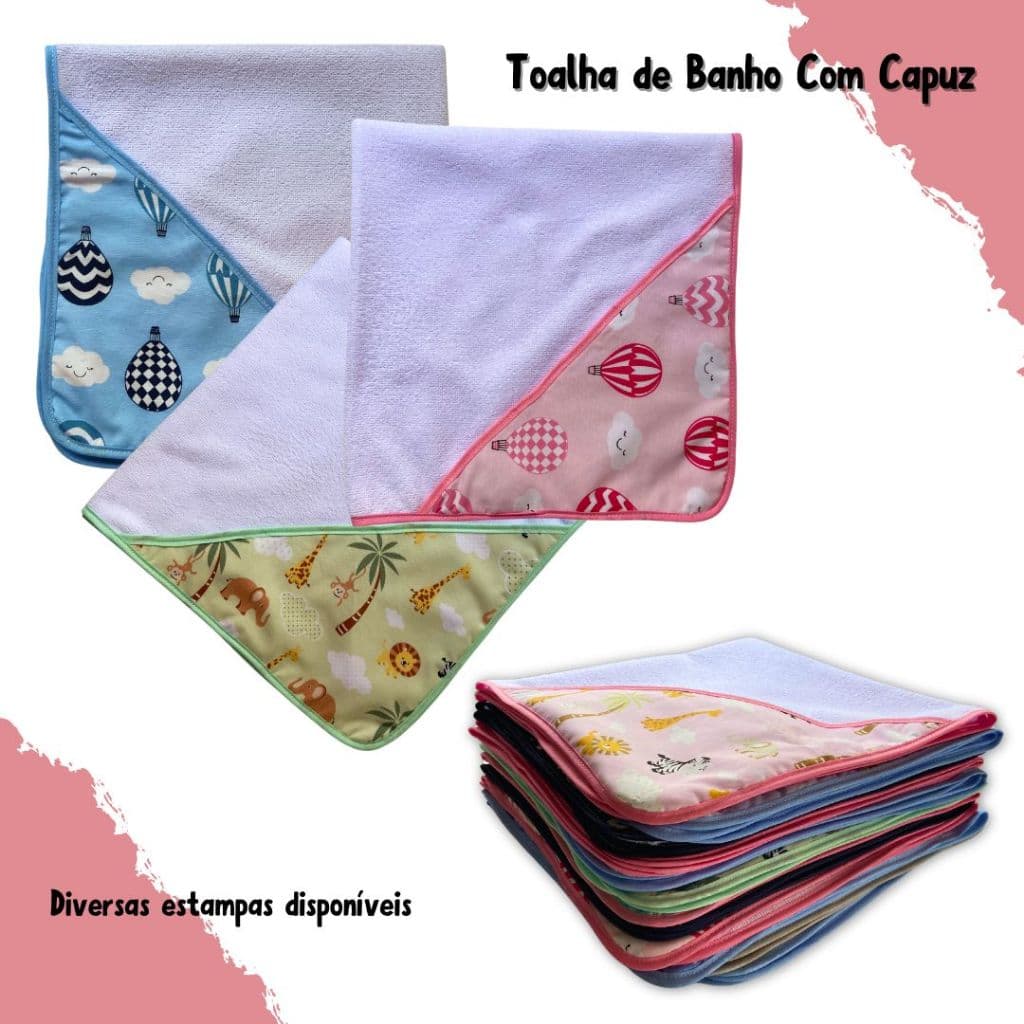 Toalha De Banho Com Capuz Estampado Bebê
