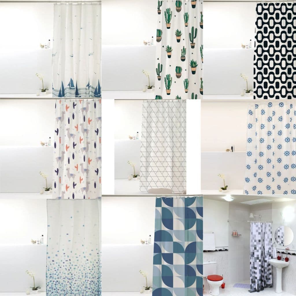 Cortina Para box Banheiro Poliéster Estampada Impermeável durável Fácil de limpar Prática Antimofo