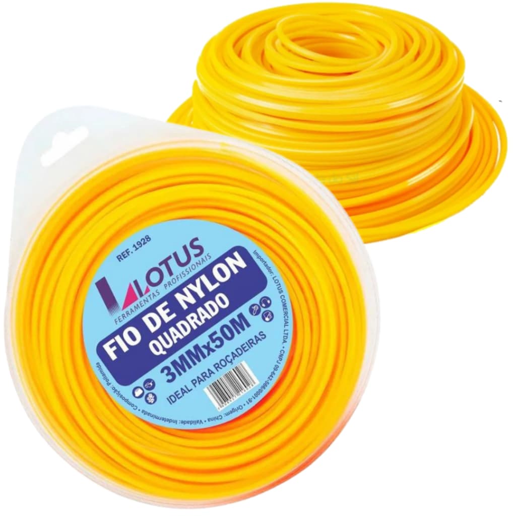 Fio De Nylon Para Roçadeira 3mm Quadrado 50 Metros Cortador Aparador De Grama Rolo