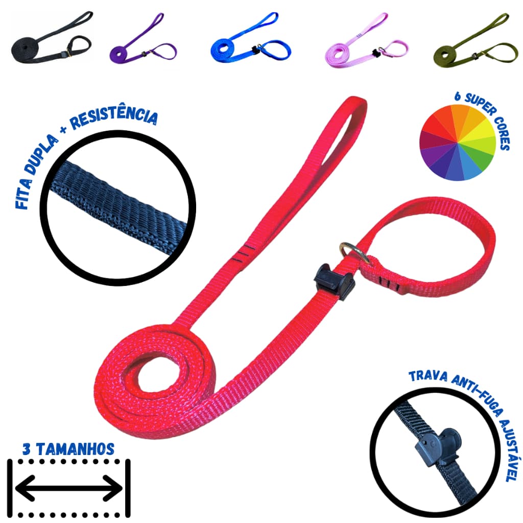 Coleira Guia Unificada Resistente Cães Todos Portes Passeio Enforcador 4 Tamanhos Barato