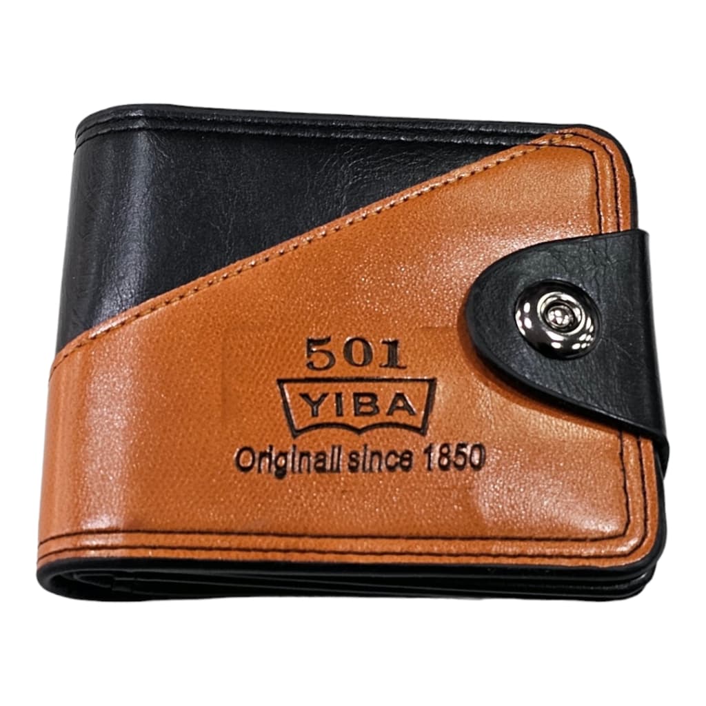 Carteira Masculina Em Couro Sintetico fecho botao