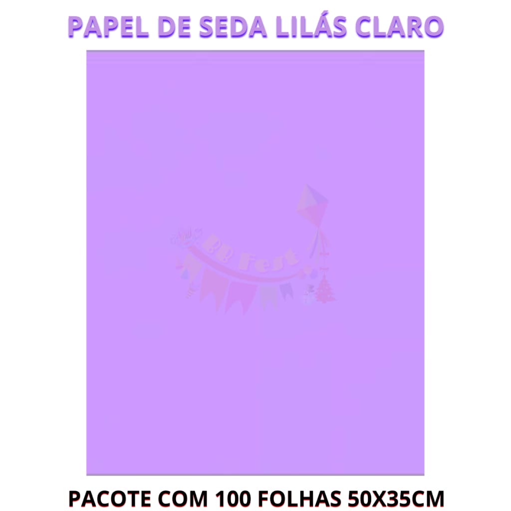 Papel de Seda Lilás Claro Pacote com 100 folhas  Artesanato Presentes