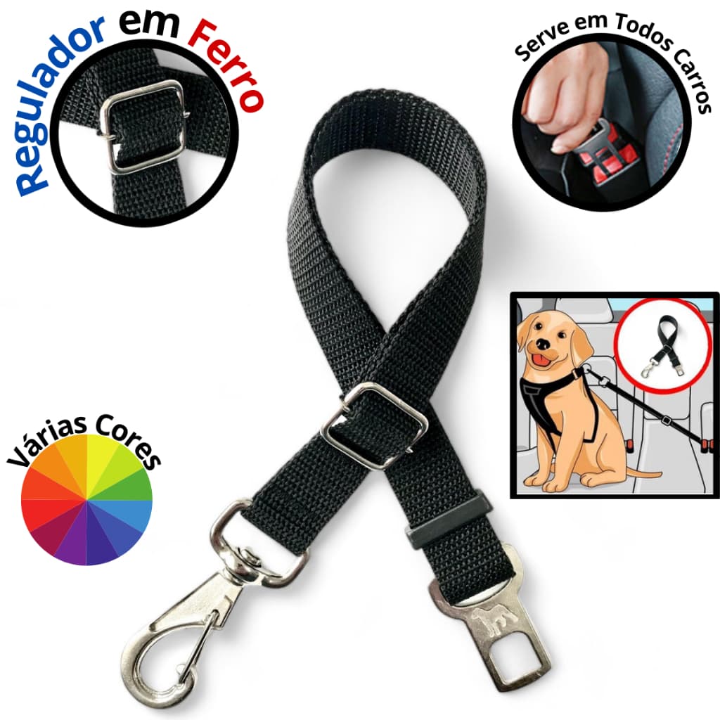 Cinto de segurança pet universal compatível com todos os modelos de veículos para cães e gatos