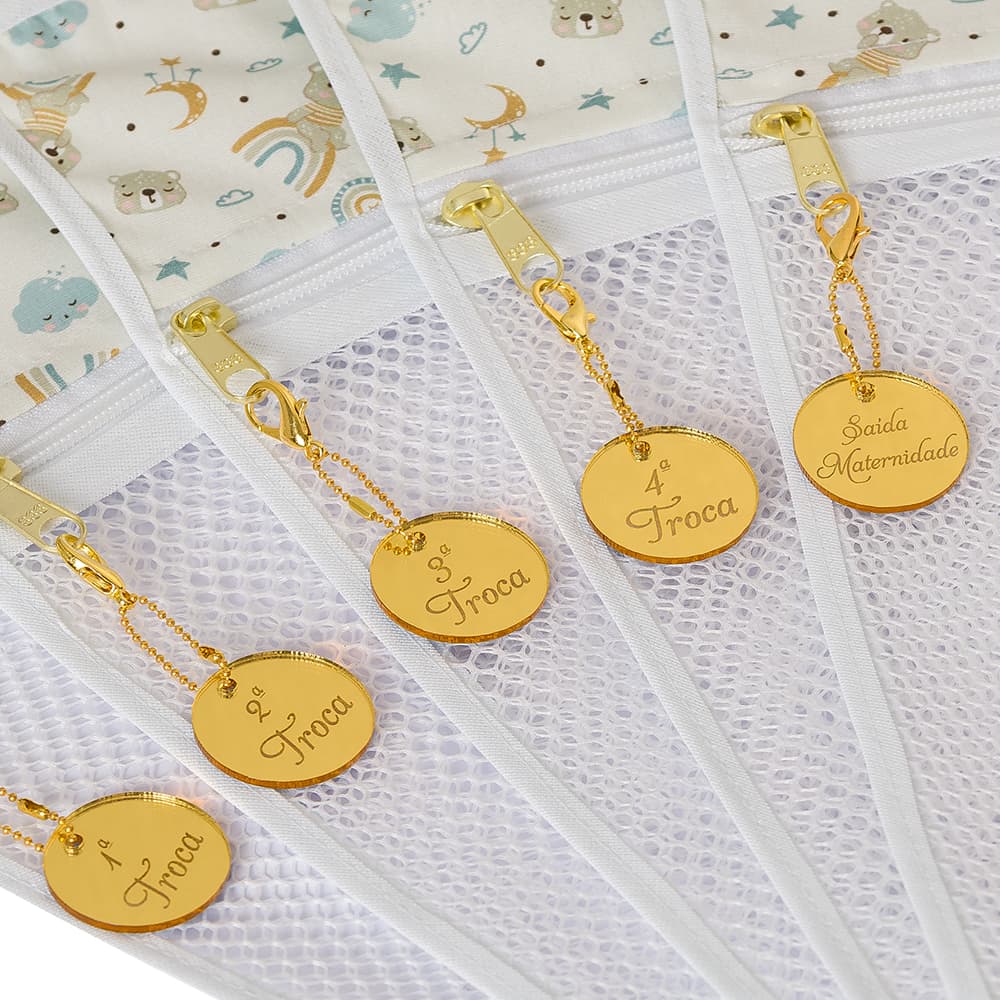 MRP KIDS Saquinho Organizador Bolsa Saída Maternidade Kits 4 ou 5 Unidades + Tag Indicando as Trocas