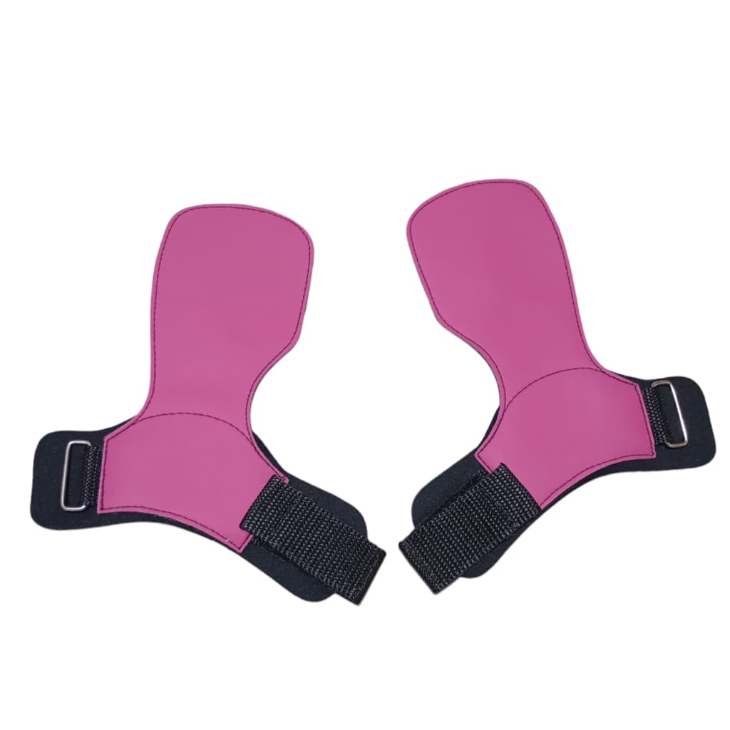 Luva Hand Grip Rosa Couro Sintético Lona Premium sem furo com Neoprene para Crossfit e Academia