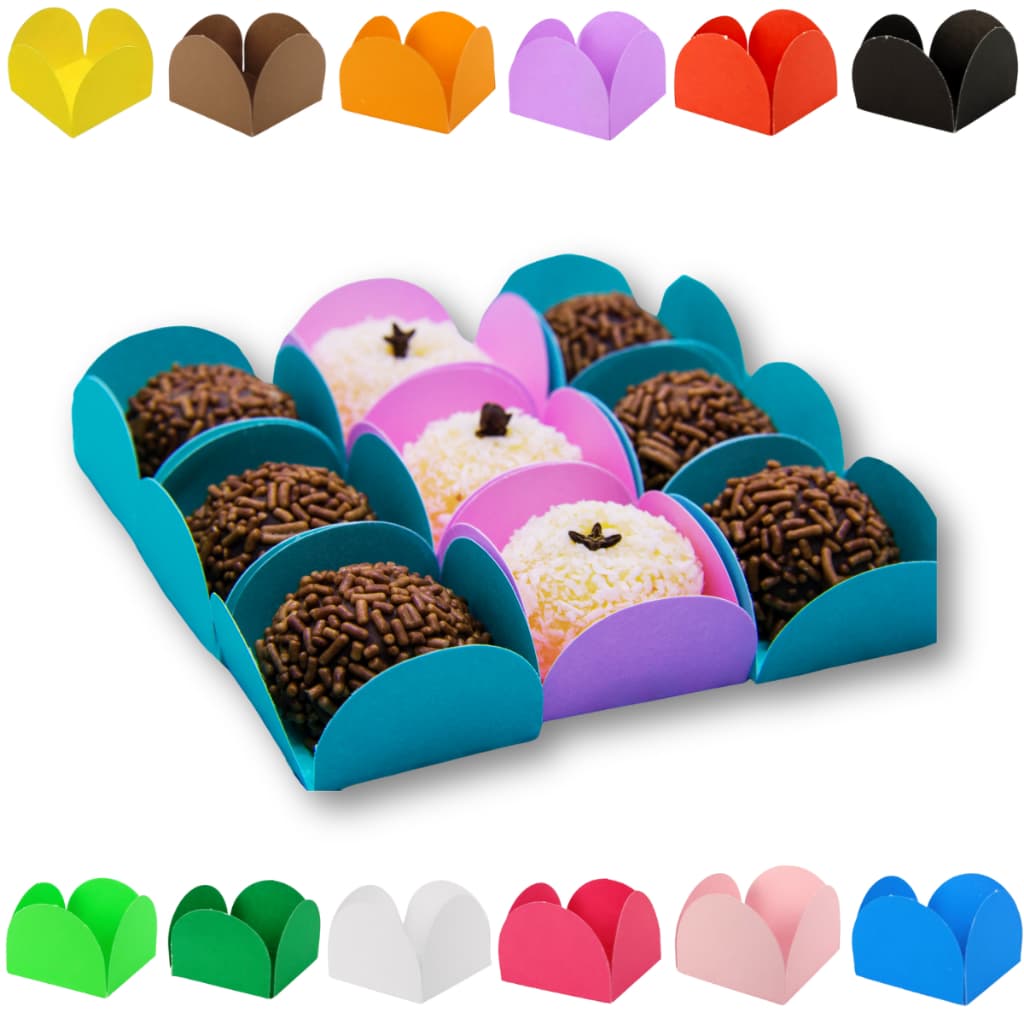 Forminhas para Doces 50/100/200/300/400 Docinhos Porta Forminha 4 Pétalas Brigadeiro Festa Aniversár